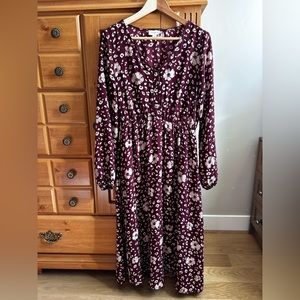 Everly Maroon Midi Dress